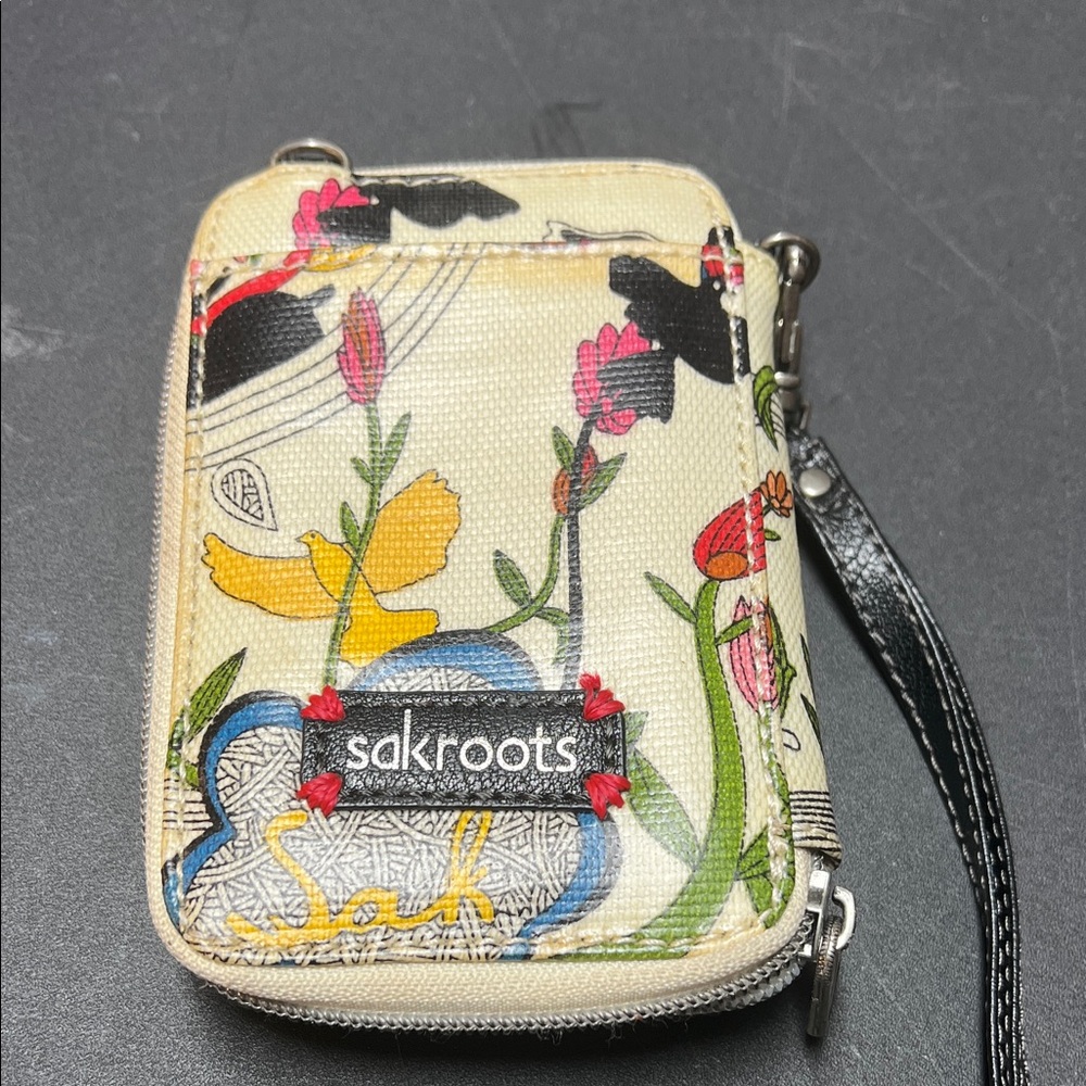 Sakroots Floral Cream Wristlet Case